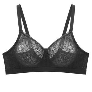 UNDERSTANCE 34 D DD Black Cate Lily Lace Wireless Soft Cup Bra NWT